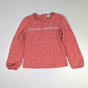 Matilda Jane Shirt Girls Sz 4 Salmon Pink Star Long Sleeve Basic Boutique